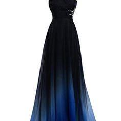 One Shoulder Long Chiffon Prom Dresses with Crystals