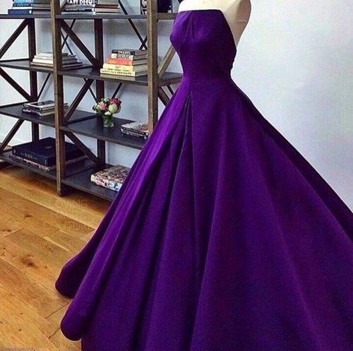 purple satin ball gown