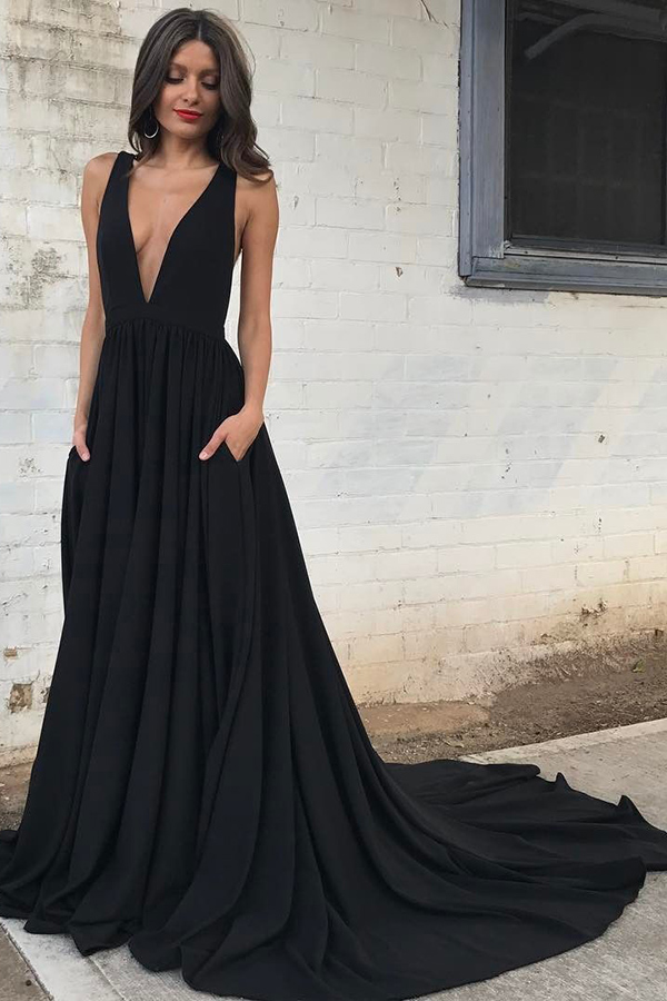 black chiffon prom dress