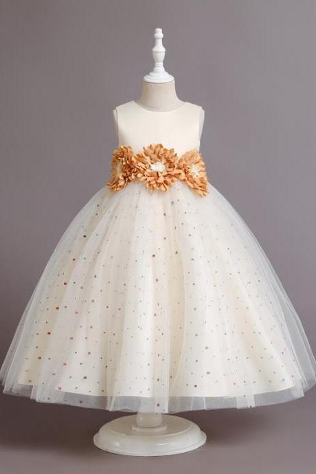 Little Tulle Flower Girl Dress Sleeveless Lovely Children Ball Gown Dress