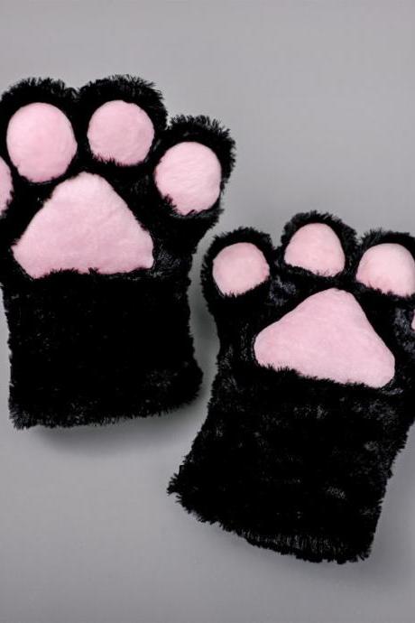Black Fluffy Cosplay Cat Paw Cute Performance Toy Gloves