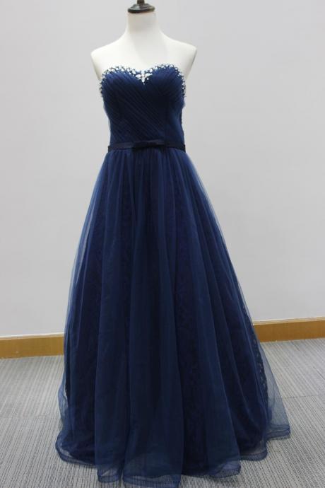 Sweetheart Long tulle Prom Dresses Crystals Women Party Dresses